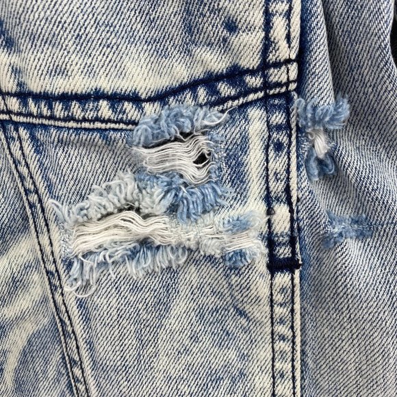 RVCA Mens denim jacket size small unisex light wash cotton distressed - Picture 2 of 13